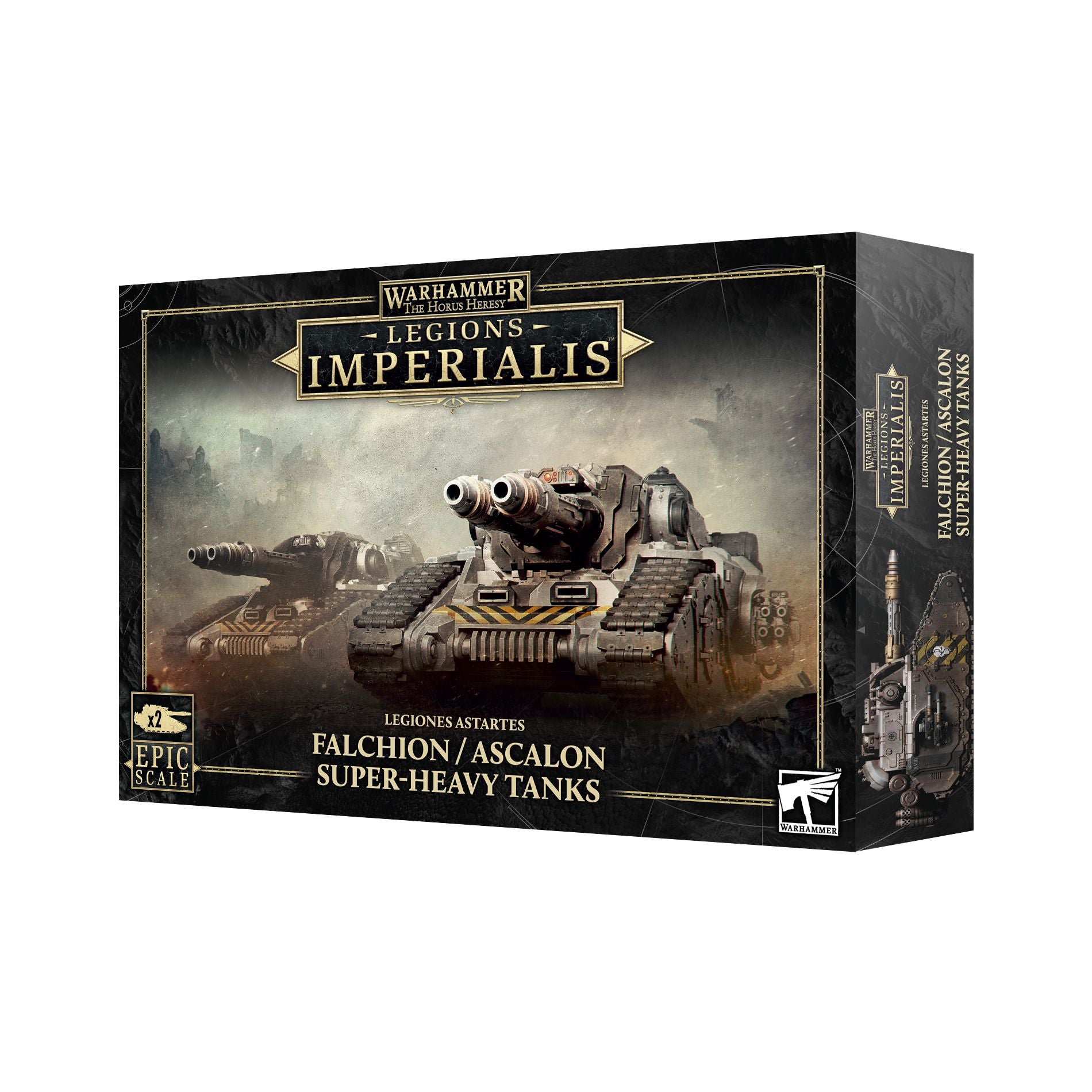 Legions Imperialis Legiones Astartes Falchion super-heavy tank by Games Workshop, featuring detailed armor and weaponry.
