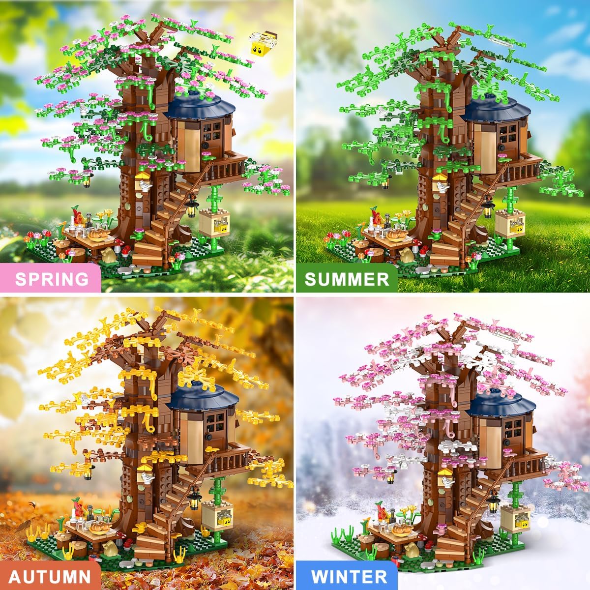4 in 1 Tree House Building Set with LED Light - Insoon - War Games USA