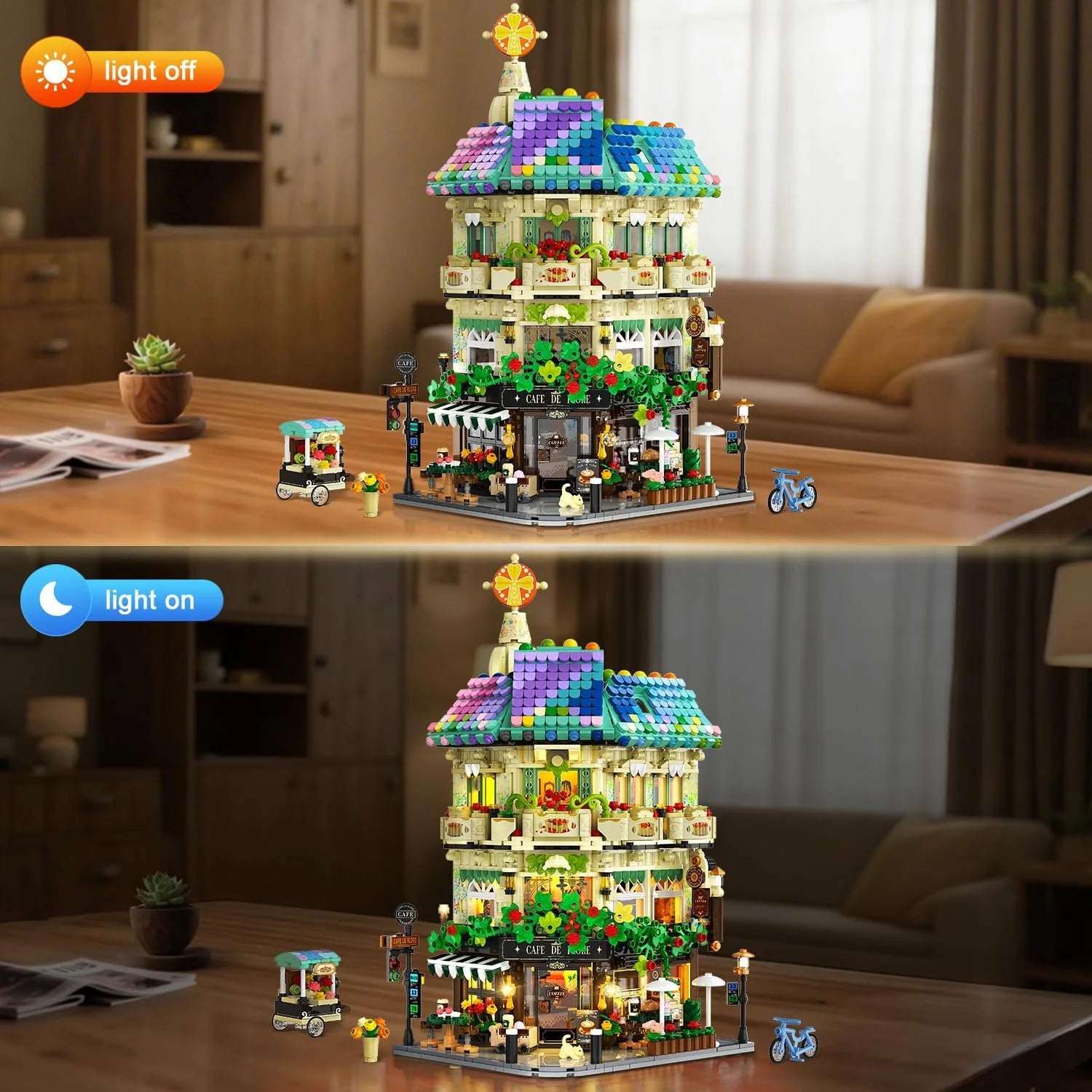 Flower Cafe House Building Set with Lights - Insoon - War Games USA