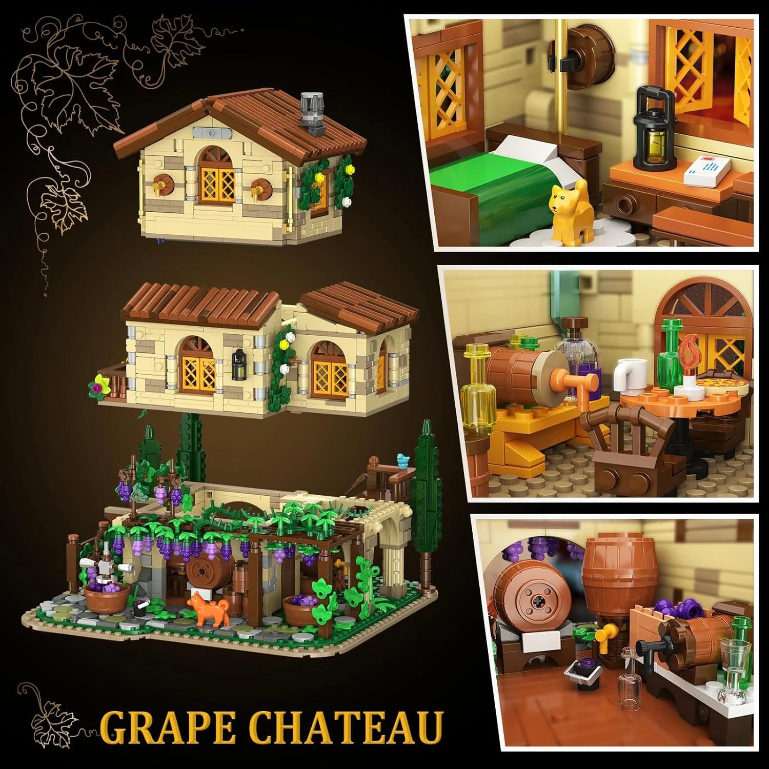 Winery Chateau House Building Set with Lights - Insoon - War Games USA