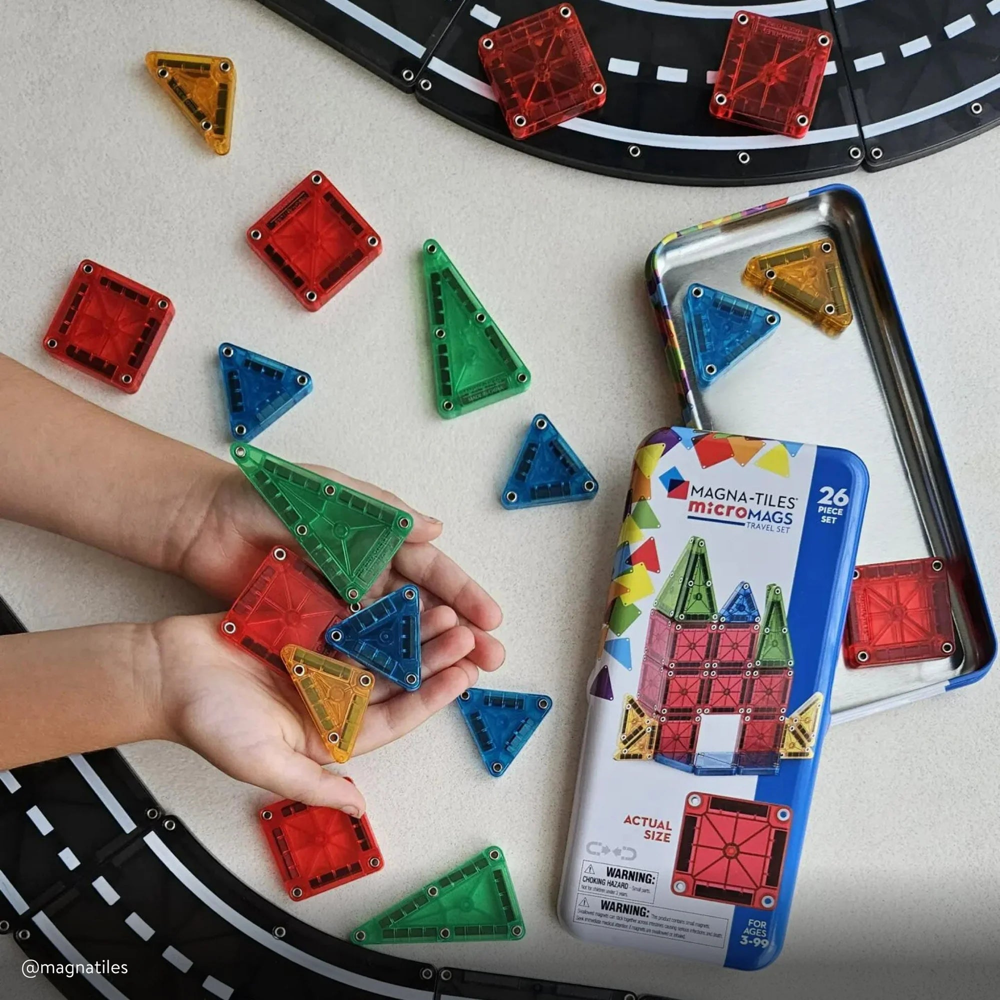 MAGNA-TILES microMAGS 26 Piece Travel Set: Bold Colors - War Games USA