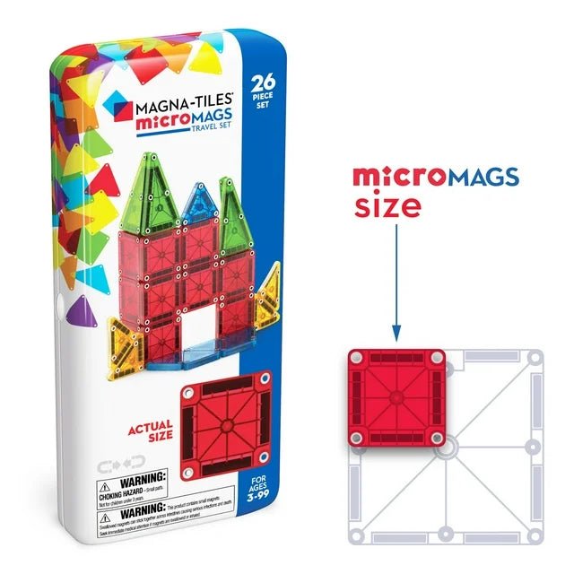 MAGNA-TILES microMAGS 26 Piece Travel Set: Bold Colors - War Games USA