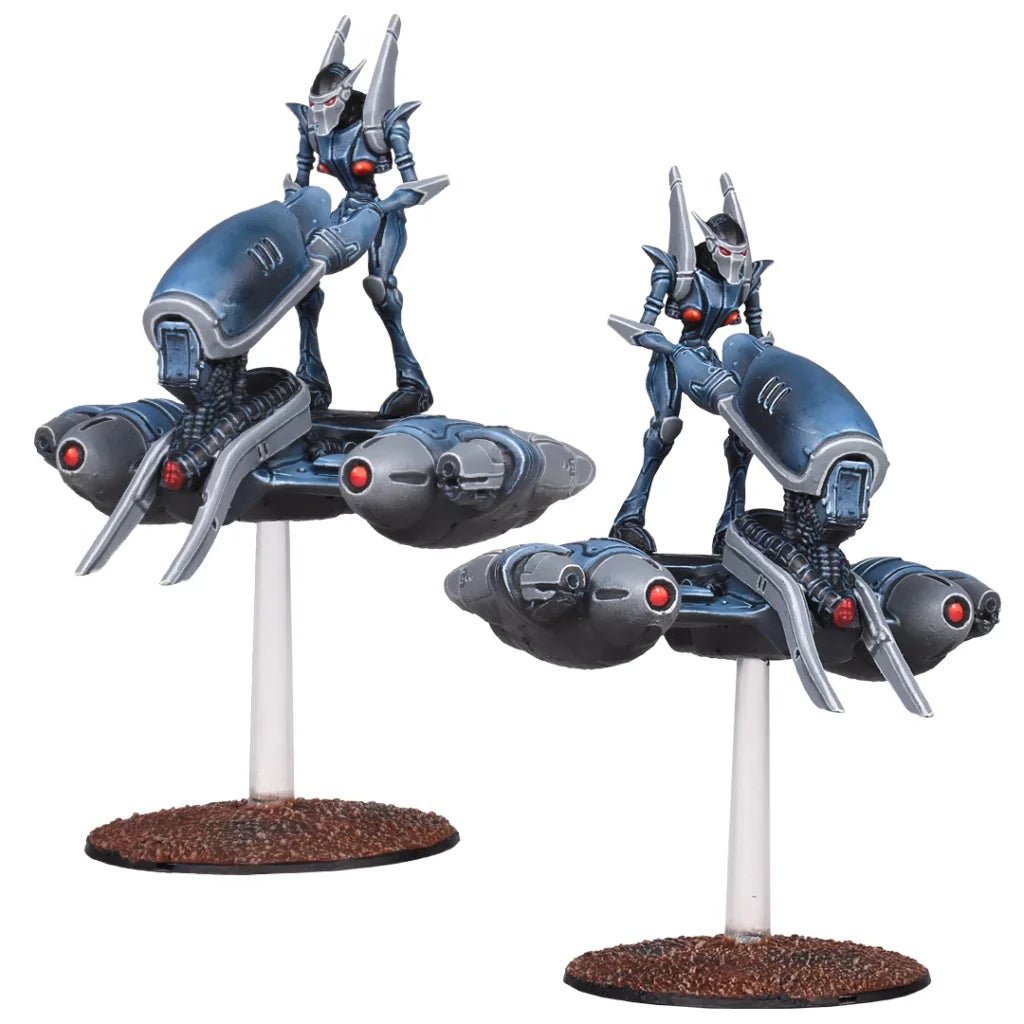 FireFight Asterian Sky Razors 2024 models by Mantic Games, featuring sleek Cypher vehicles with Noh blasters.