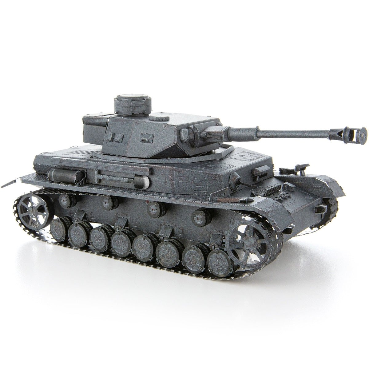 Metal Earth Panzer IV model kit, WWII German tank replica, challenging assembly, 3 sheets.
