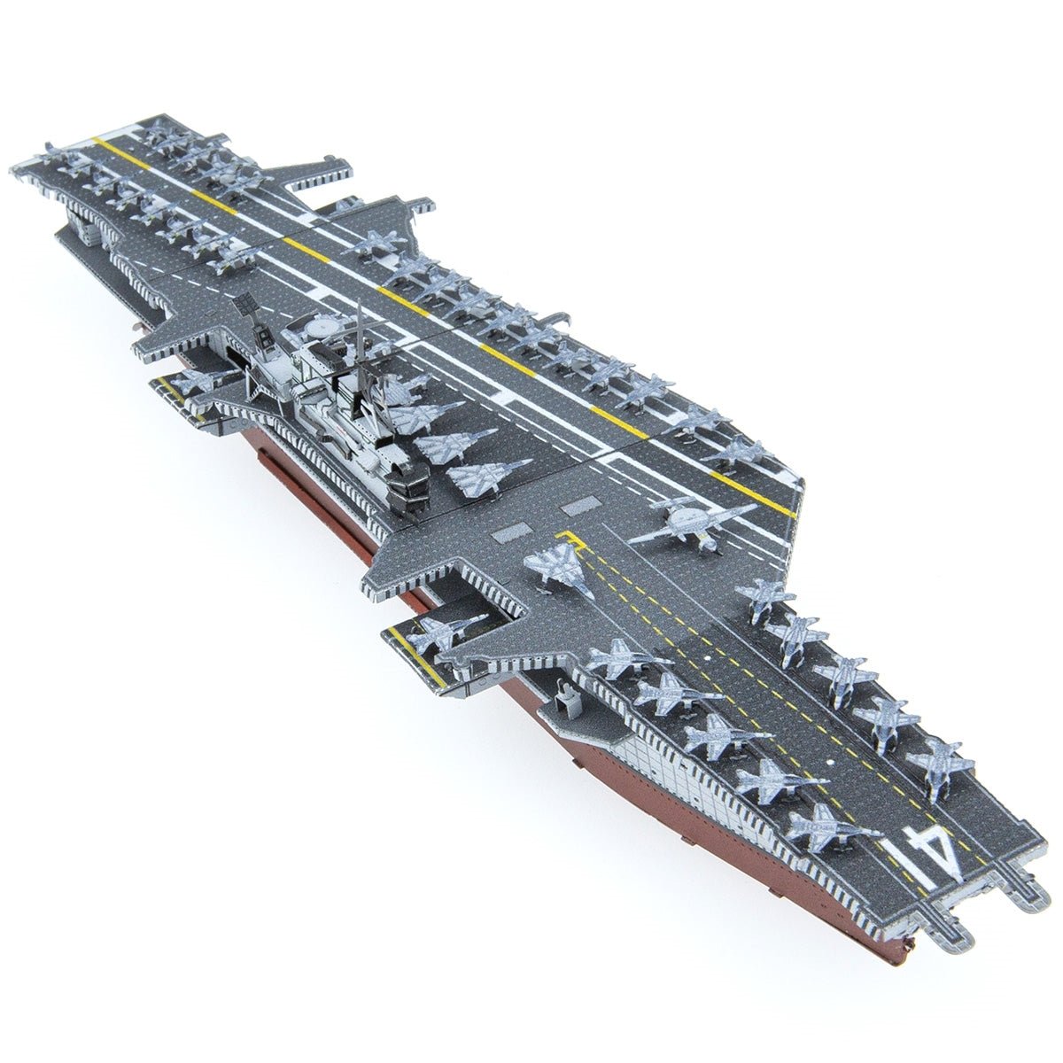 Metal Earth USS Midway model kit with detailed aircraft carrier design.