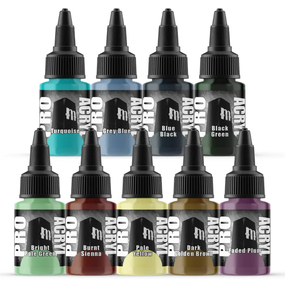 Monument Hobbies Pro Acryl Expansion Set #3 with 9 new colors in 22ml bottles.