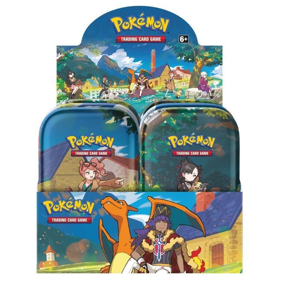 Pokemon Crown Zenith Mini Tin Display with booster packs and collectible art cards.