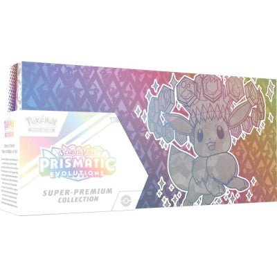 Pokemon Scarlet & Violet Prismatic Evolutions Super Premium Collection Box featuring Eevee and evolutions.