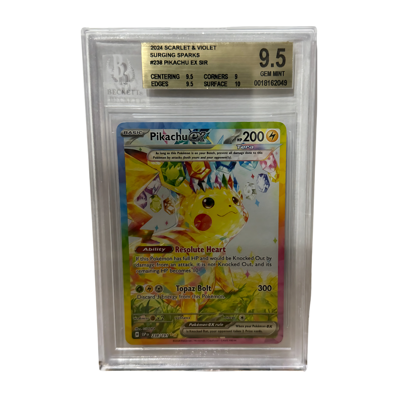 Surging Sparks - Pikachu EX SIR #238 Beckett 9.5 Surging Sparks - Pikachu EX SIR #238 Beckett 9.5