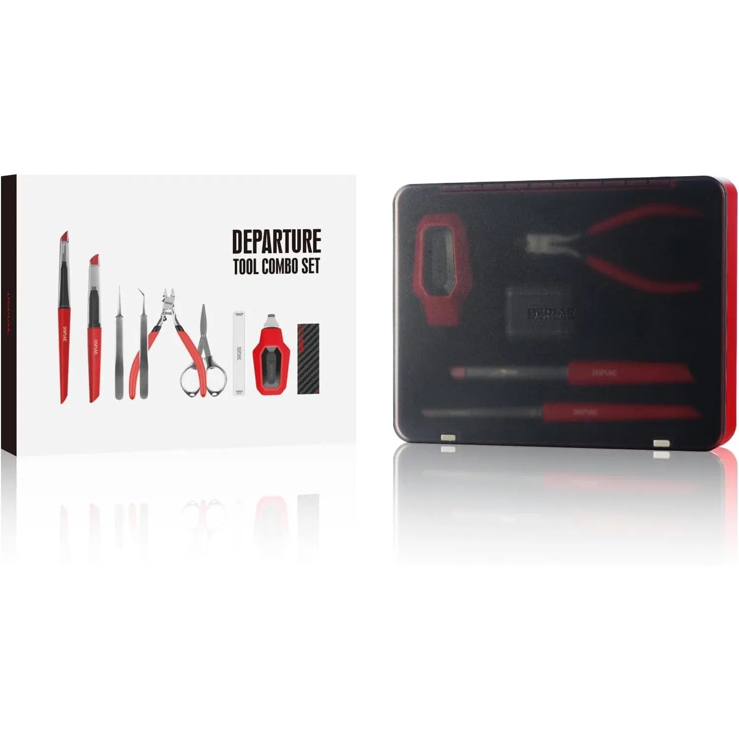 DSPIAE Departure Tool Combo Set, precision hobby tools for electronics and model work, showing various small metal tools and tips.