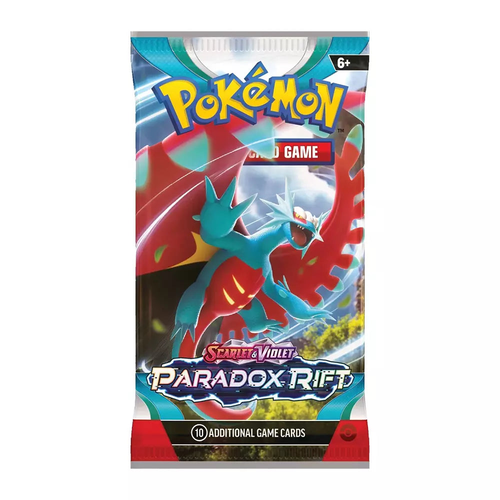 Pokemon Scarlet and Violet Paradox Rift Booster Pack with 10 game cards.
