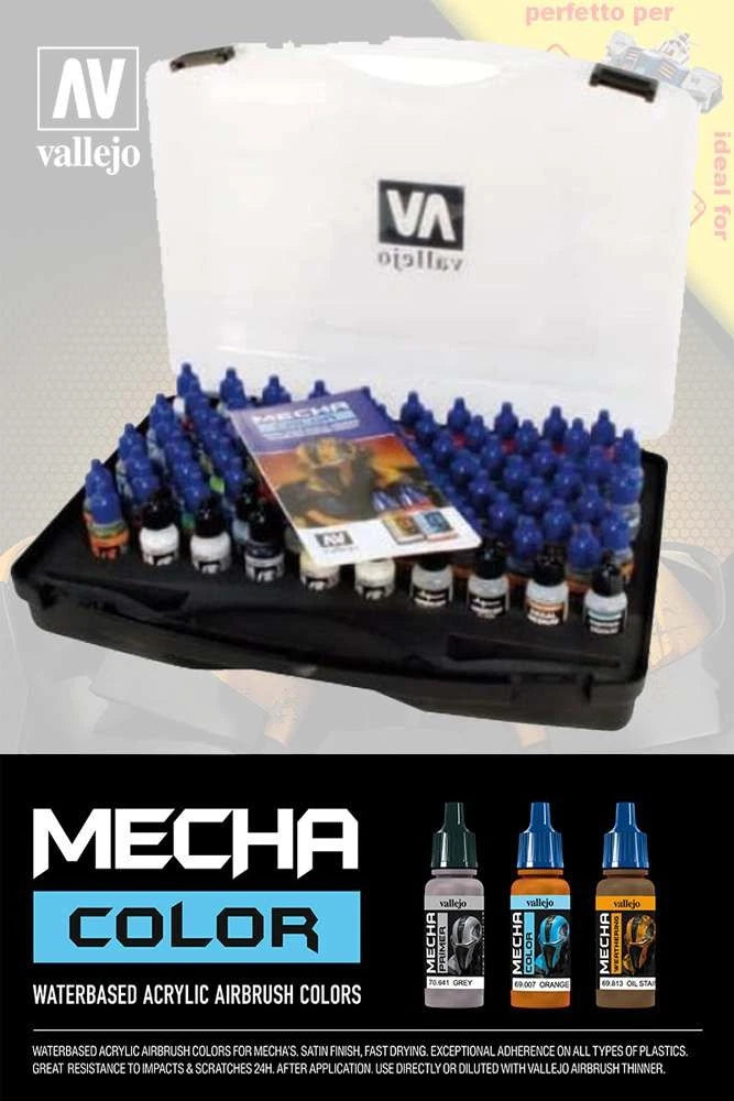 Vallejo Mecha Color Case – 80 Acrylic Paints for Models & Gunpla - War Games USA