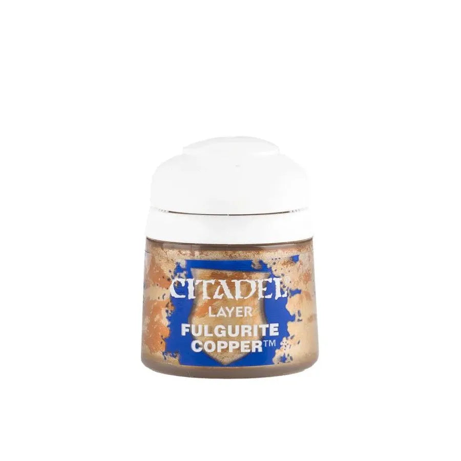 Fulgurite Copper layer paint by Citadel Colour applied to miniature with a textured, metallic copper finish for tabletop gaming.
