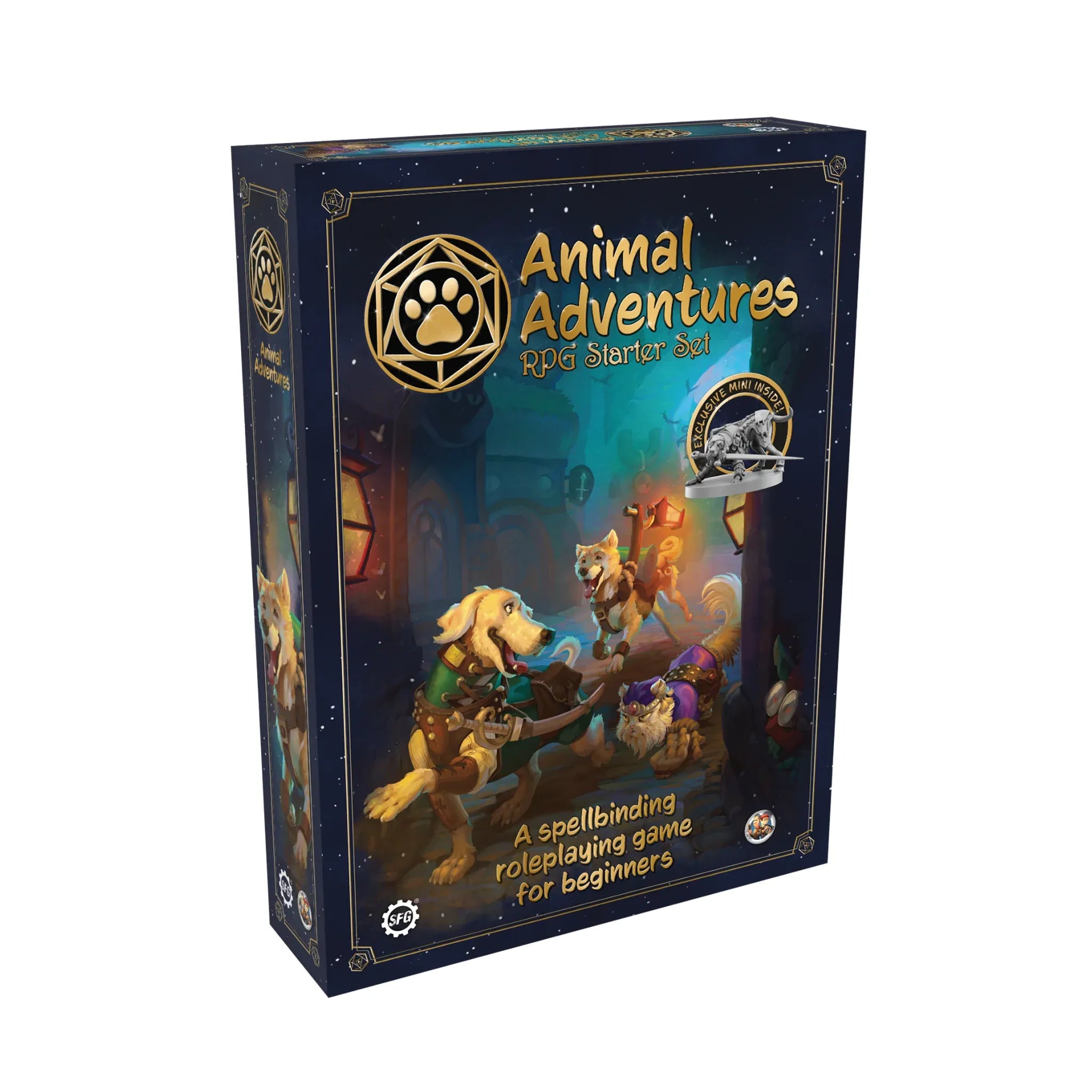 Animal Adventures Starter Set box with playful animal illustrations, ideal for beginner RPG enthusiasts.