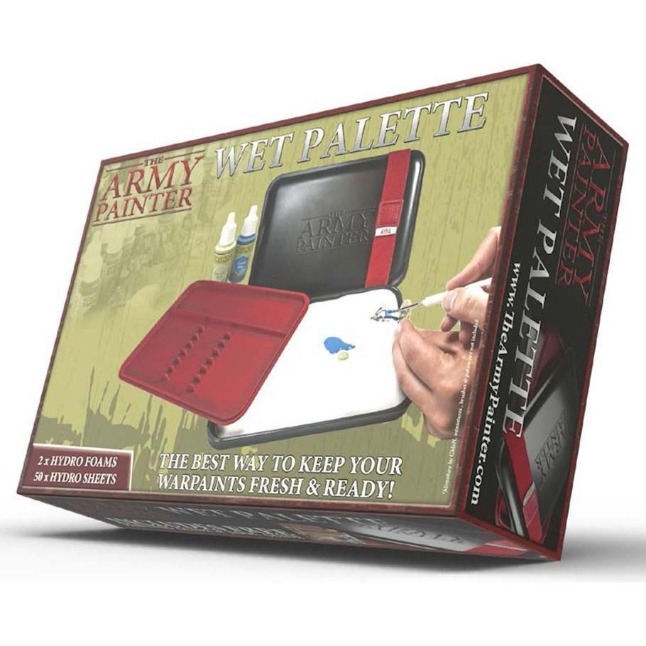 The Army Painter Wet Palette packaging with hydro foams and sheets, designed for Warpaints preservation.