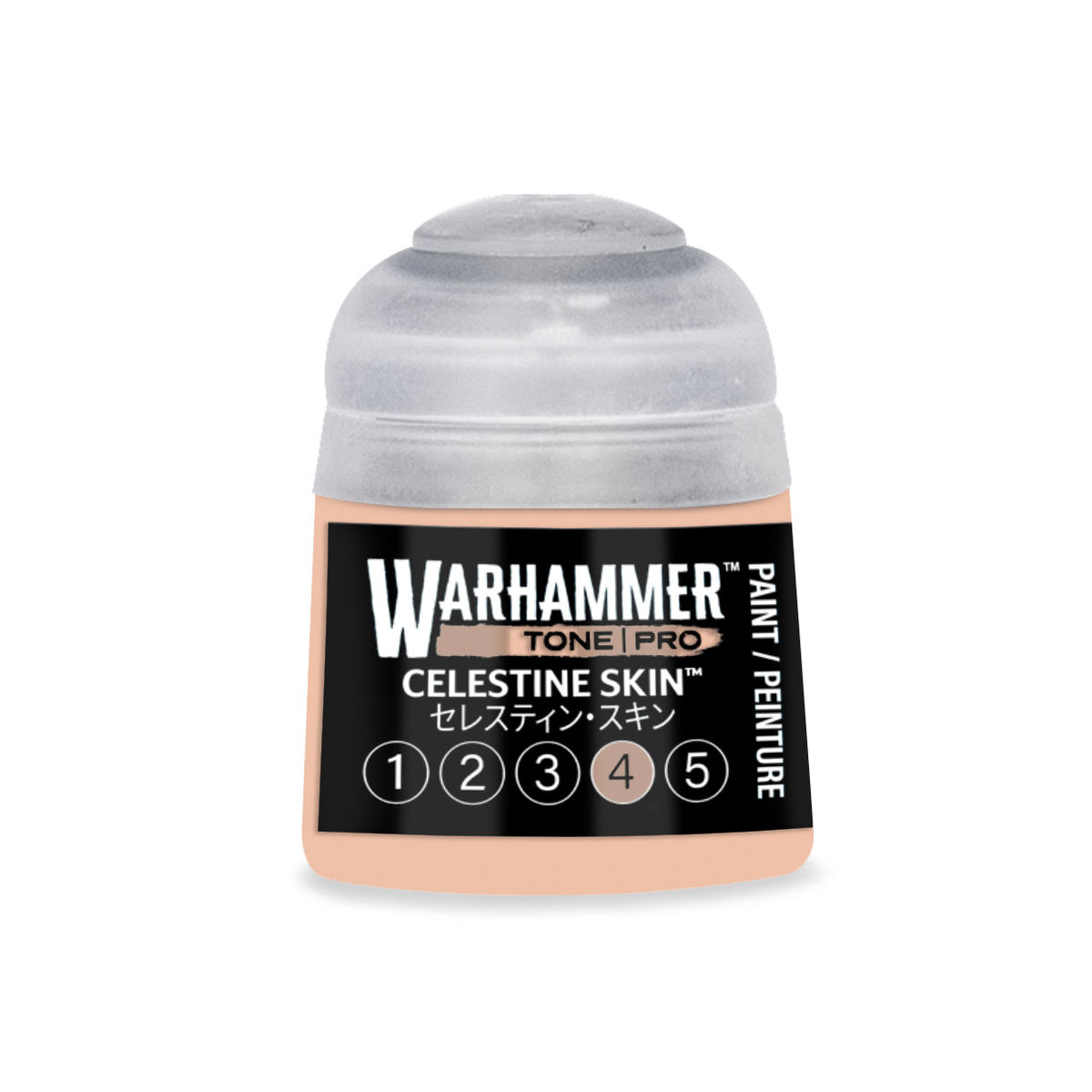 Citadel Colour Celestine Skin 4 Warhammer Tone Pro miniature paint, 12ml bottle, used for detailing models and miniatures.
