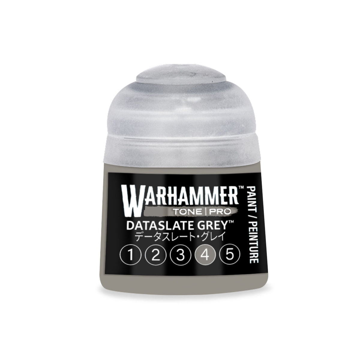 Citadel Colour Warhammer Tone Pro Paint in Dataslate Grey, 12ml miniature paint bottle for model detailing.