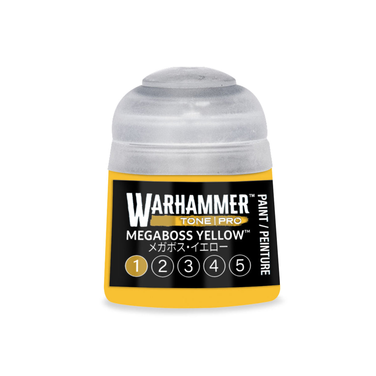Citadel Colour Megaboss Yellow 1 Warhammer Tone Pro miniature paint bottle, 12ml, for detailed model painting and shading.