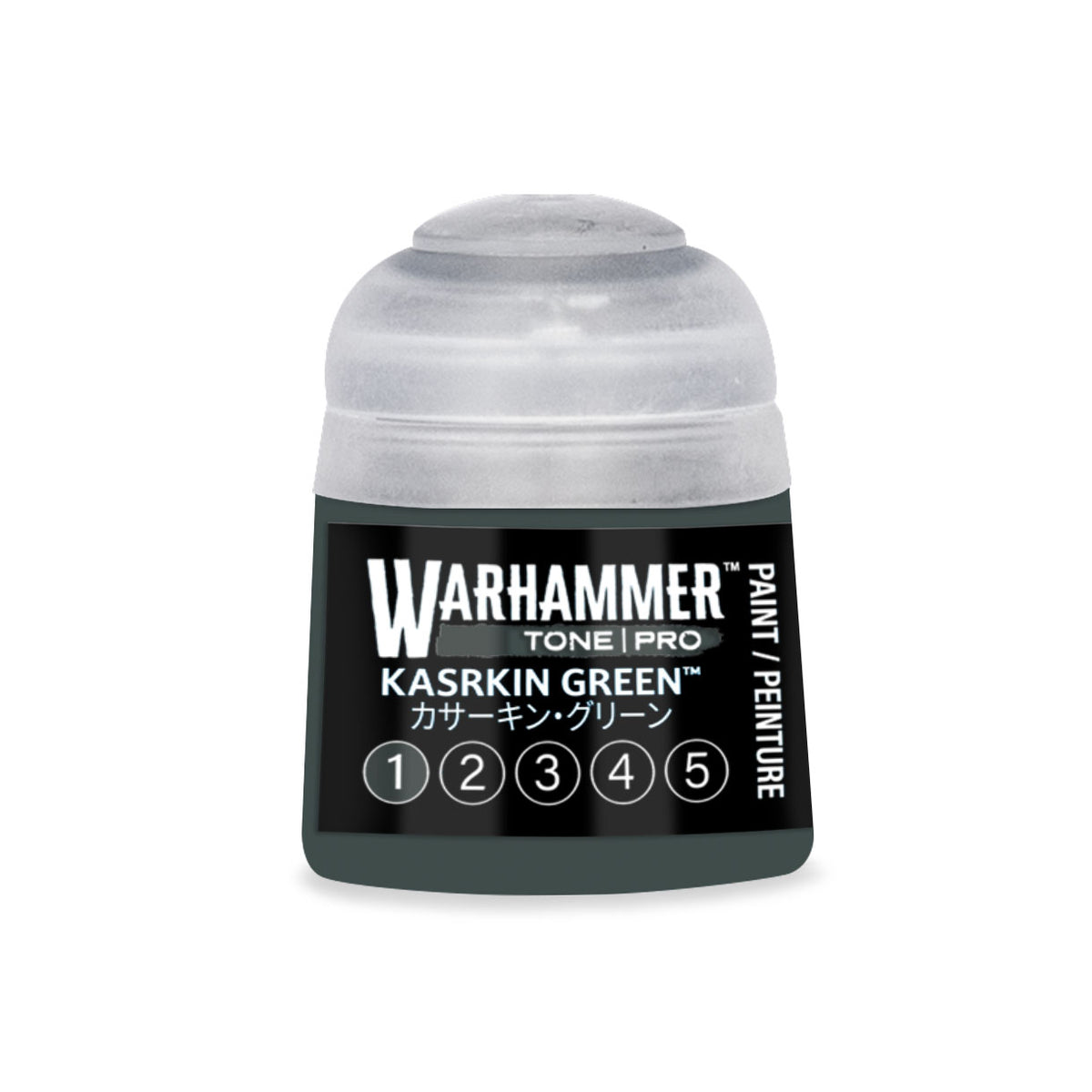 Citadel Colour Warhammer Tone Pro Paint in Kasrkin Green 12ml miniature paint bottle, used for detailed miniature painting.