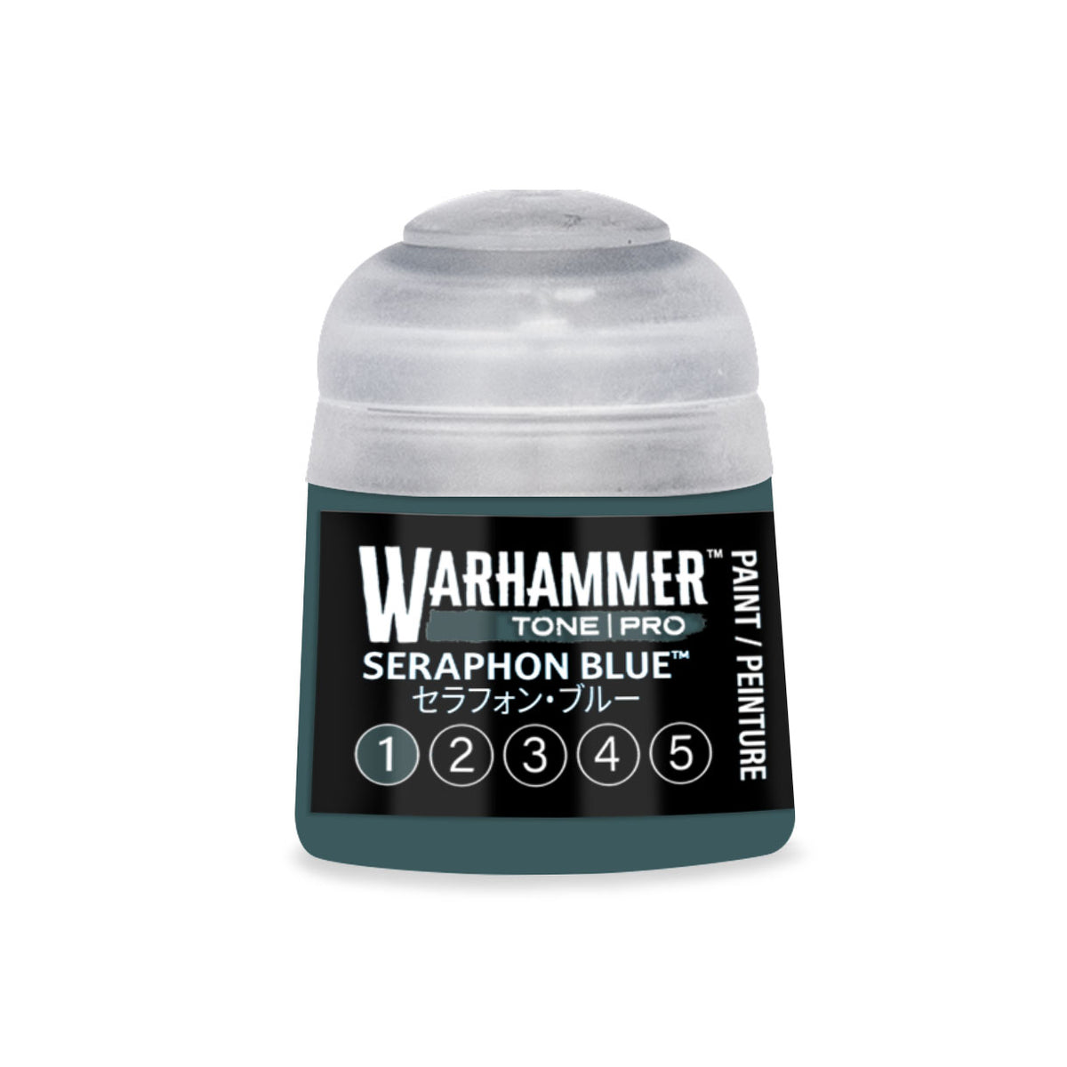 Citadel Colour Seraphon Blue Tone Pro miniature paint bottle, 12ml, for Warhammer models with blue shading and highlighting effects.