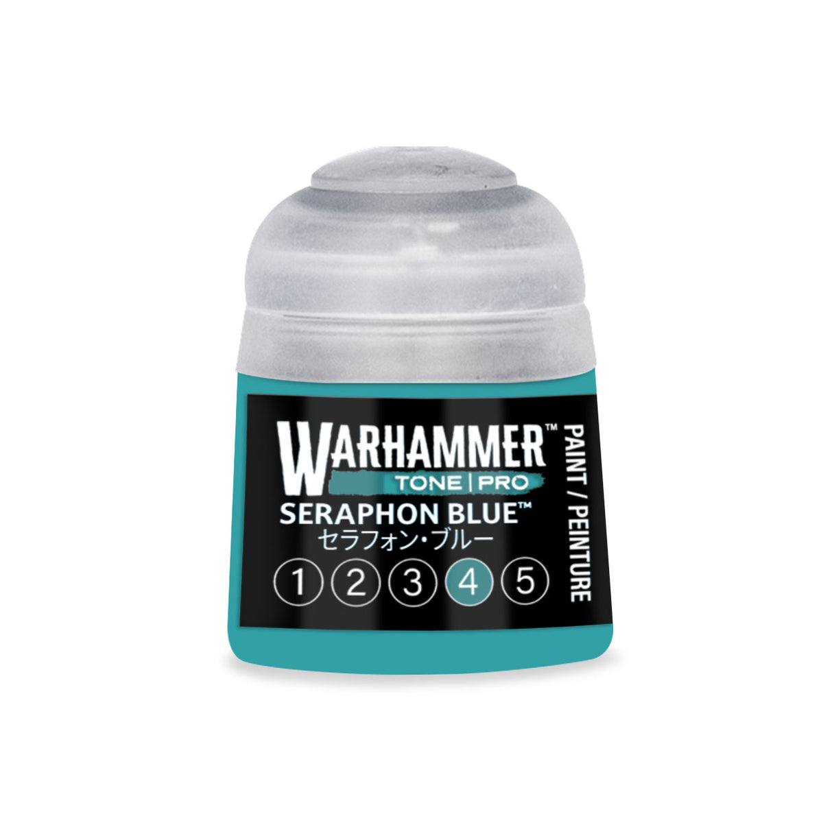 Citadel Colour Seraphon Blue 4 Warhammer Tone Pro miniature paint in a 12ml bottle, suitable for detailed model painting.
