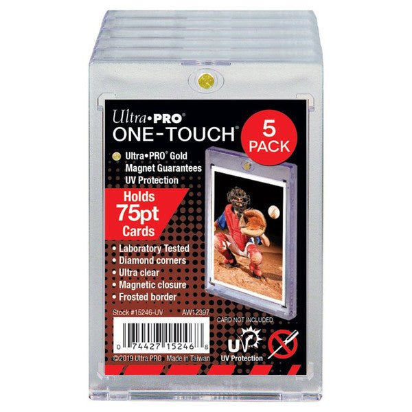 One-Touch Magnetic Holder UV 75pt for Collectible Cards, 5 Pack