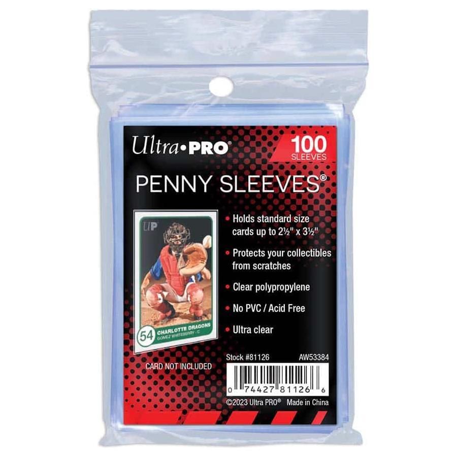Ultra Pro Penny Sleeves 100 CT pack for protecting trading cards, non-PVC and acid-free.