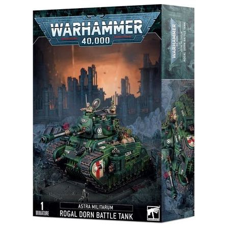 Warhammer 40000 Astra Militarum Rogal Dorn Battle Tank model kit box.