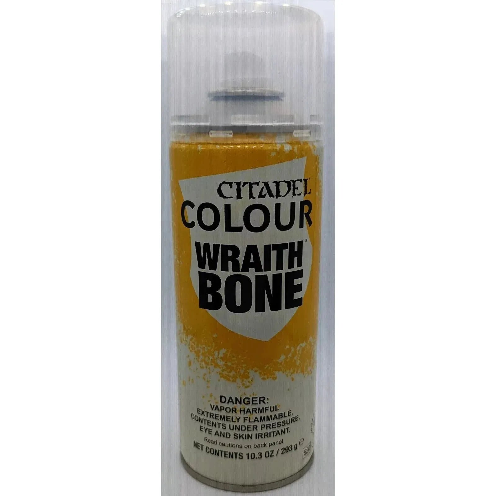 Citadel Colour Wraith Bone Spray Paint can with label.
