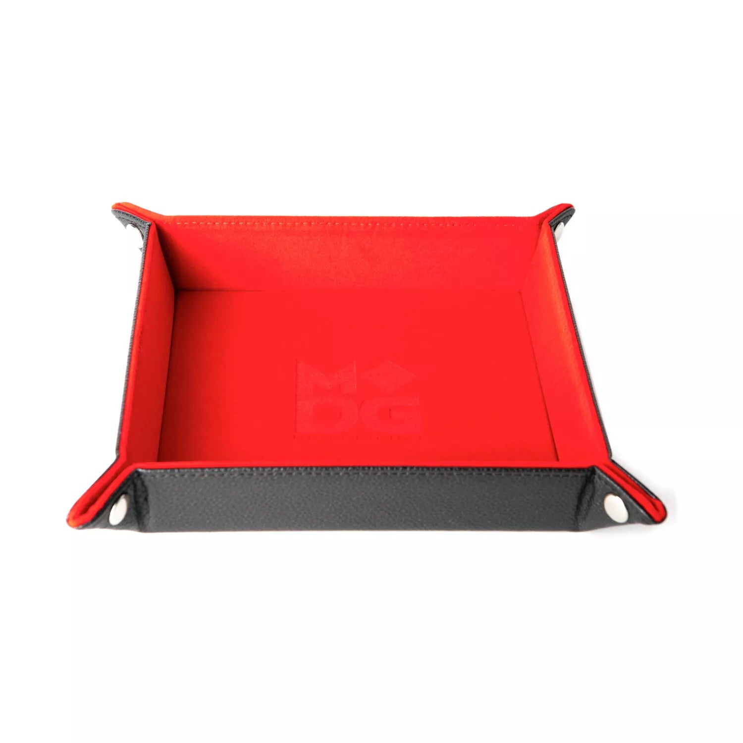 Fanroll fold-up red velvet dice tray 10x10 inches.