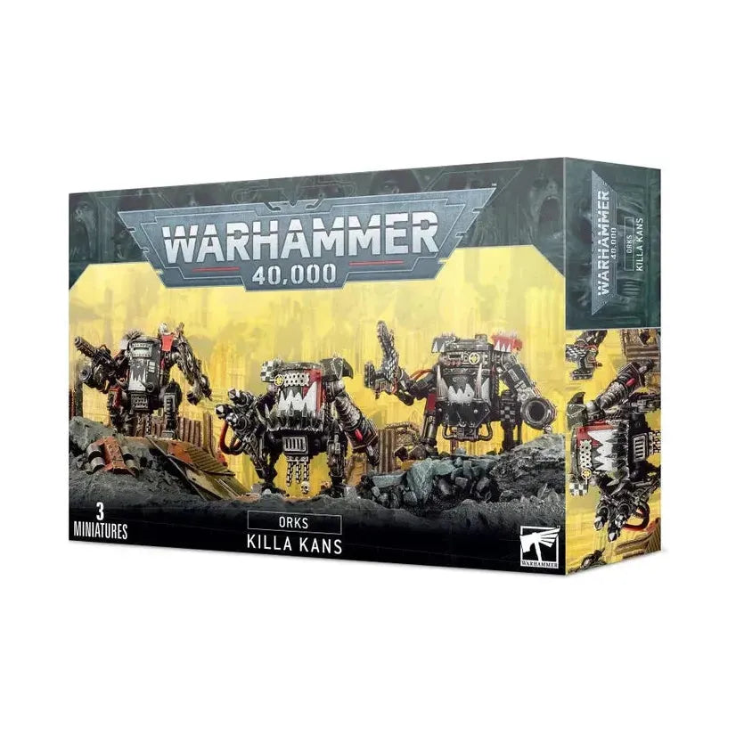 Killa Kans Orks box set featuring three detailed miniatures for Warhammer 40,000.