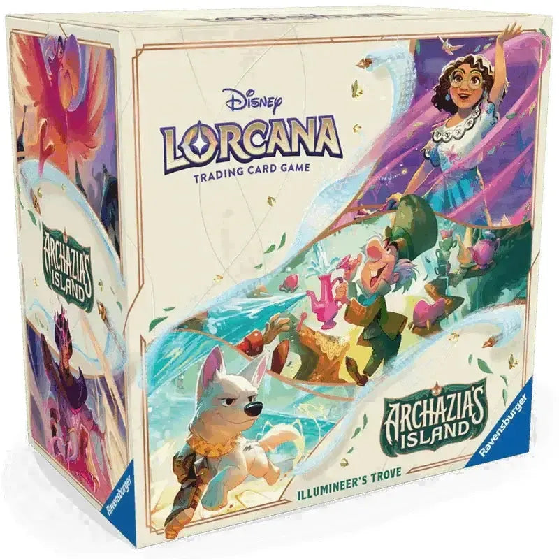 Lorcana Archazia's Island Illumineer's Trove preorder box featuring vibrant character artwork.