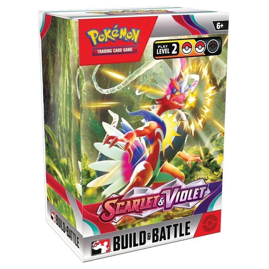 Pokémon TCG: Scarlet & Violet Build & Battle Box featuring Koraidon, Miraidon, and unique promo cards.