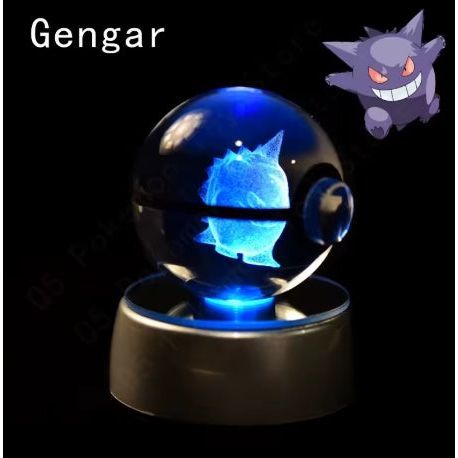 Pokémon Theme 3D Crystal Ball featuring Gengar with LED color-changing base.