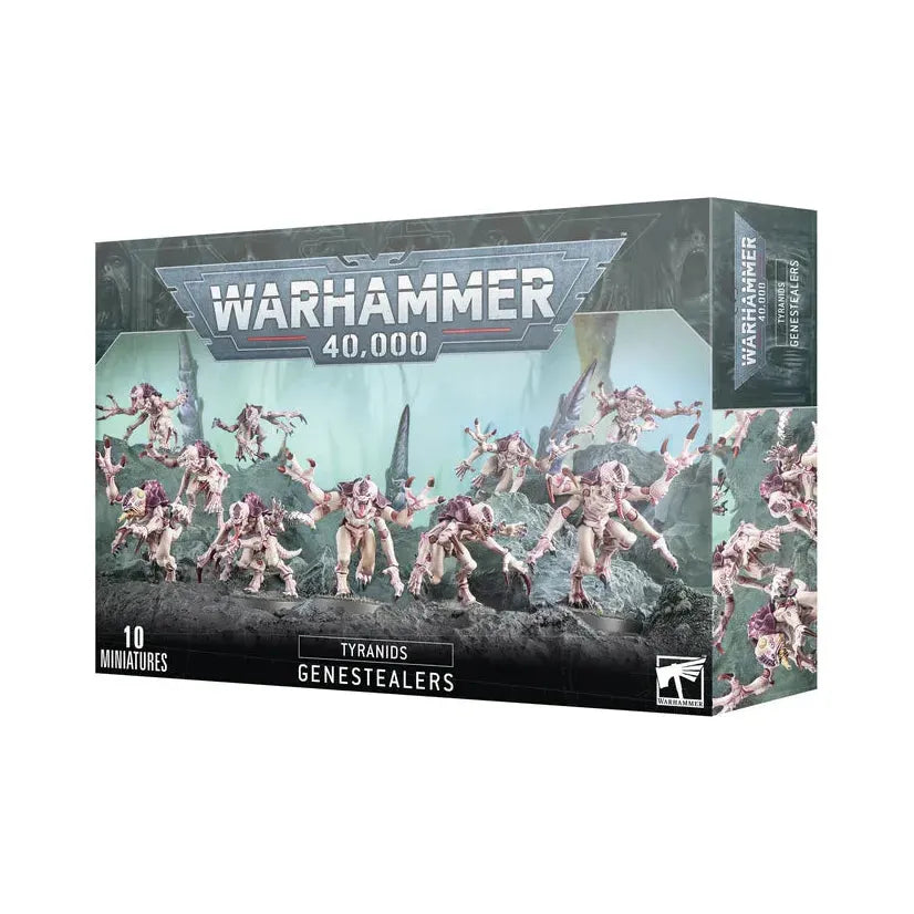 Tyranids Genestealers model kit with 10 miniatures and bases.