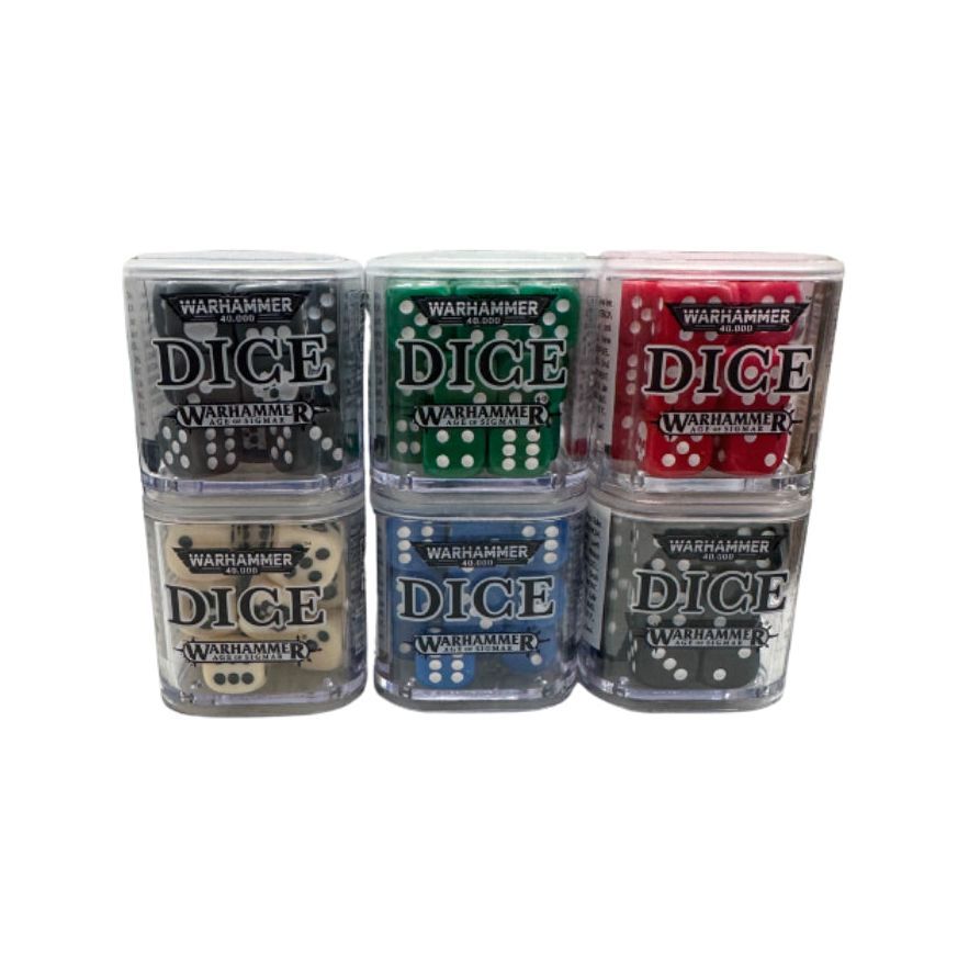 Warhammer 40000 AoS 12mm dice set, 20 count, assorted colors.