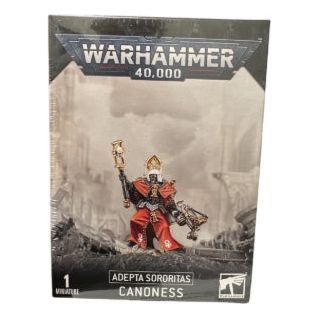 Warhammer 40000 Canoness Adepta Sororitas kit in box with Citadel 32mm Round Base.