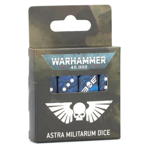Warhammer 40000: Dice Pack Astra Militarum 2025, deep blue with silver pips.