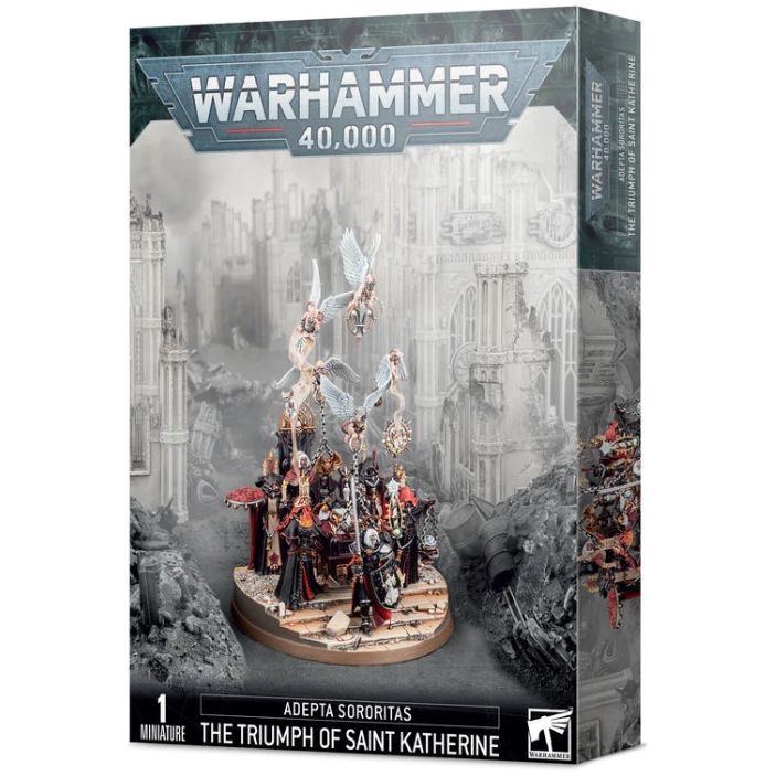 Warhammer 40000 Triumph of St Katherine Adepta Sororitas boxed set with a sculpted Citadel 120mm Oval Base.