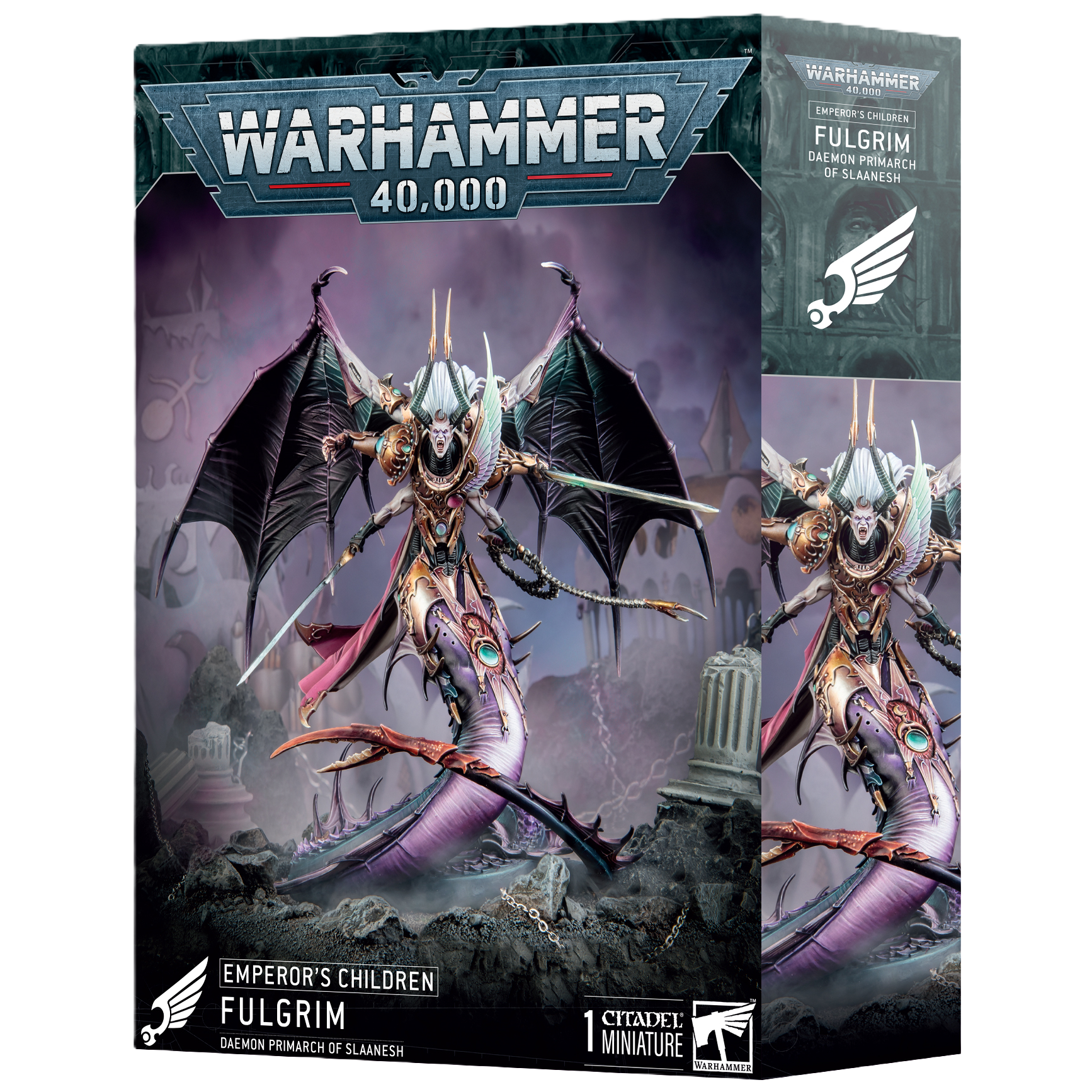 Warhammer 40,000 Emperor's Children Fulgrim model box.