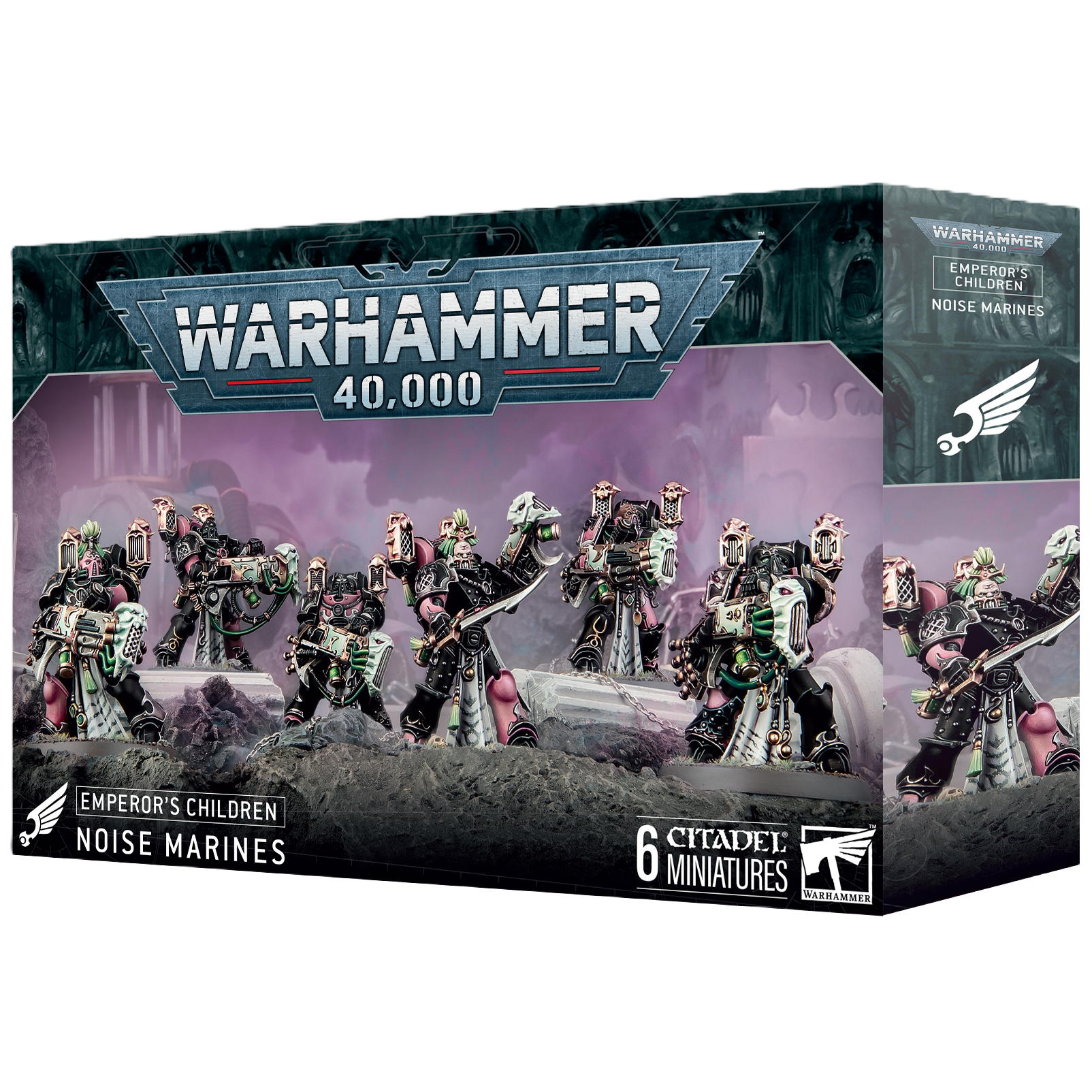 Emperor's Children Noise Marines box set showcasing detailed Warhammer 40,000 miniatures.