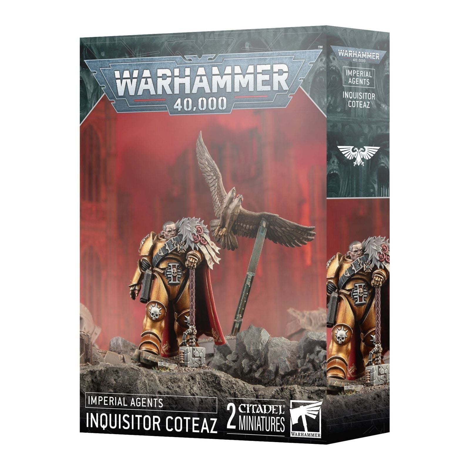 Warhammer 40000 Inquisitor Coteaz and Glodovan Eagle miniatures box.