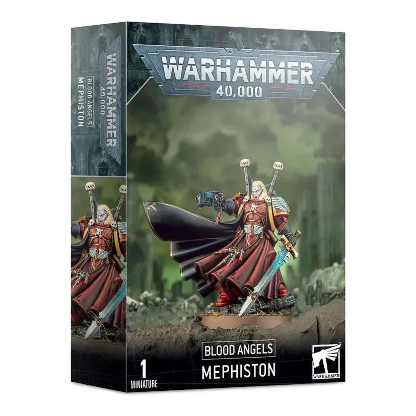 Mephiston Lord of Death Blood Angels miniature set in packaging.