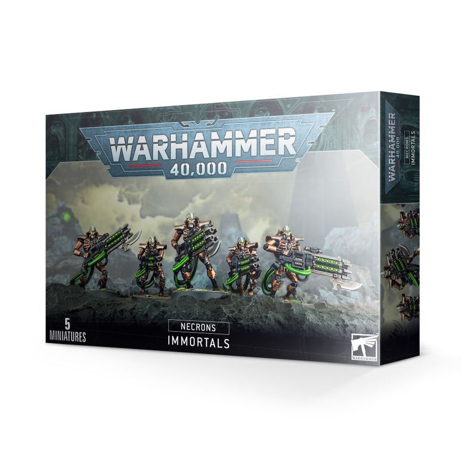 Warhammer 40000 Necrons Immortals box set with miniatures and components.