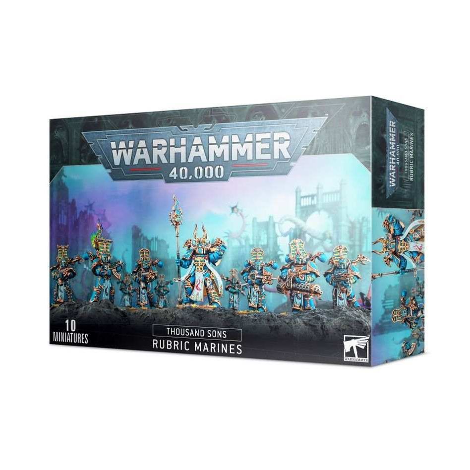 Warhammer 40000 Thousand Sons Rubric Marines boxed set with miniatures.
