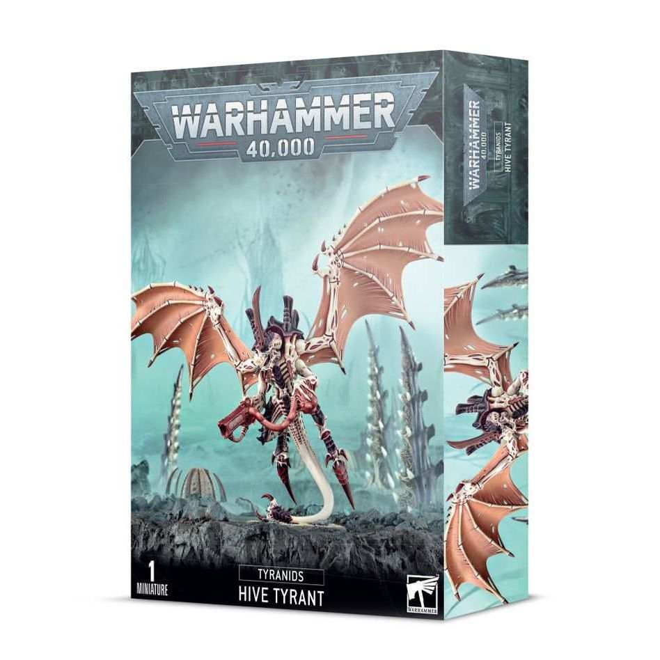 Warhammer 40000 Tyranids Hive Tyrant model kit with wings on box.
