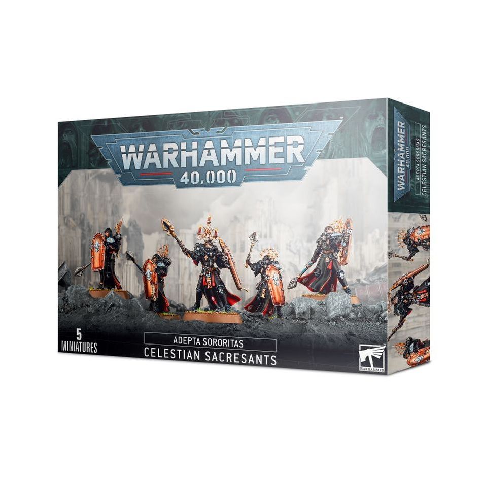 Warhammer 40000 Adepta Sororitas Celestian Sacresants miniatures box.