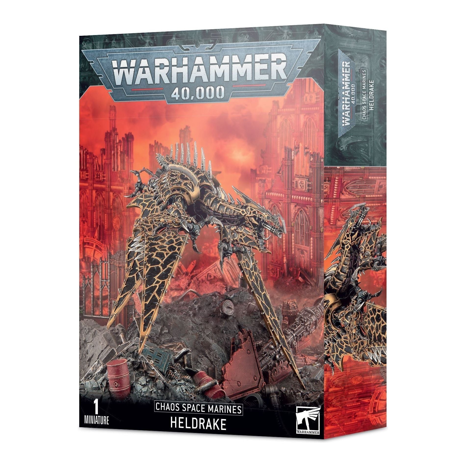 Warhammer 40000 Chaos Space Marines Heldrake model kit box.