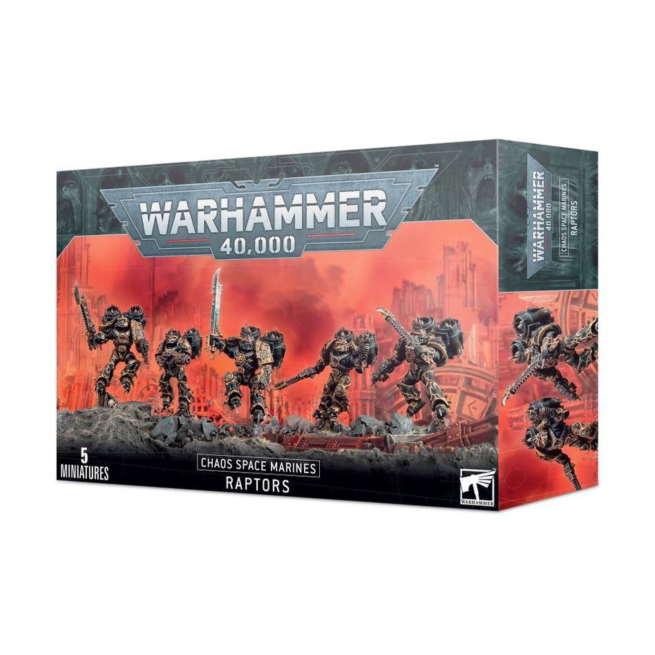 Warhammer 40000 Chaos Space Marines Raptors boxed set with miniatures.
