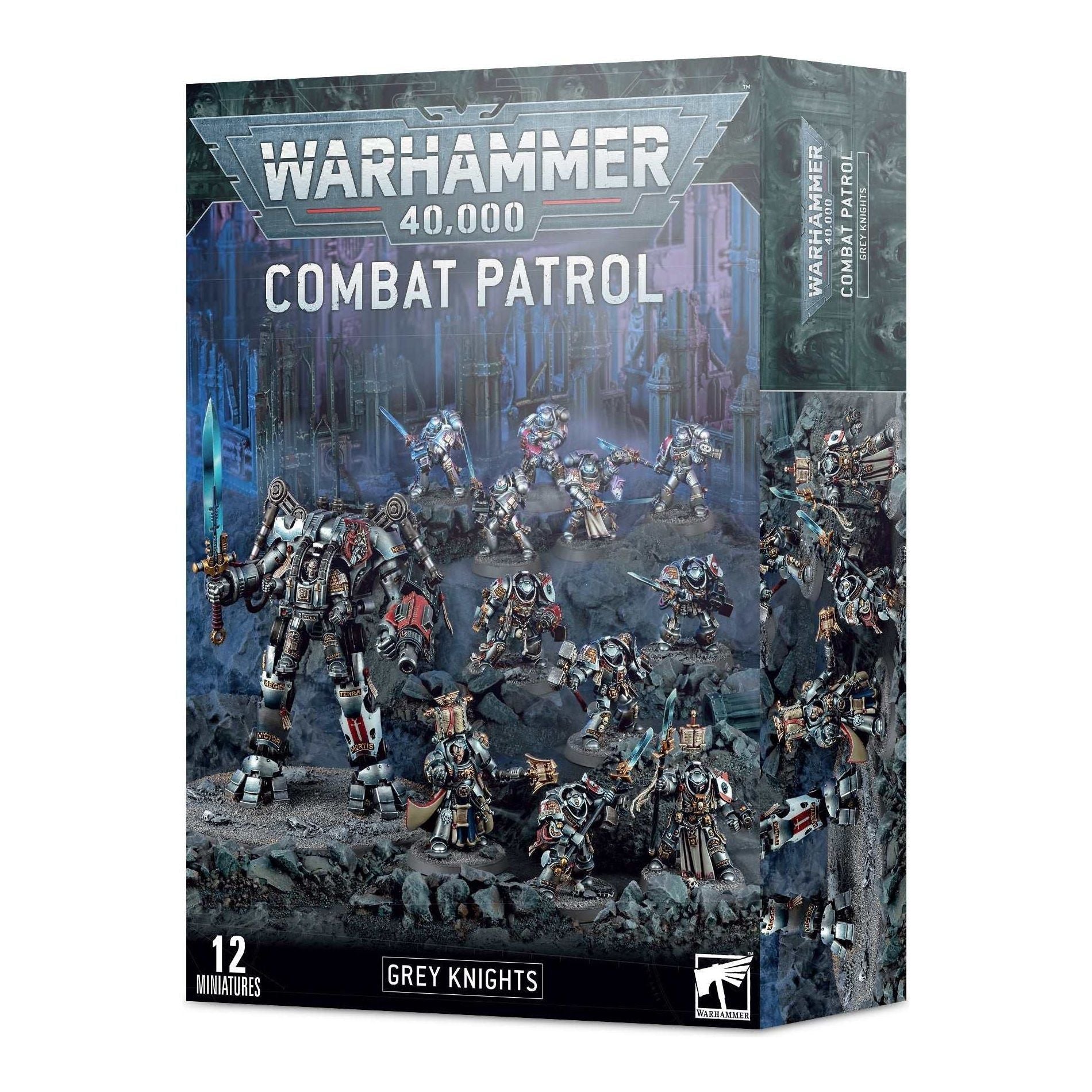 Warhammer 40000 Combat Patrol: Grey Knights box set with detailed miniatures.
